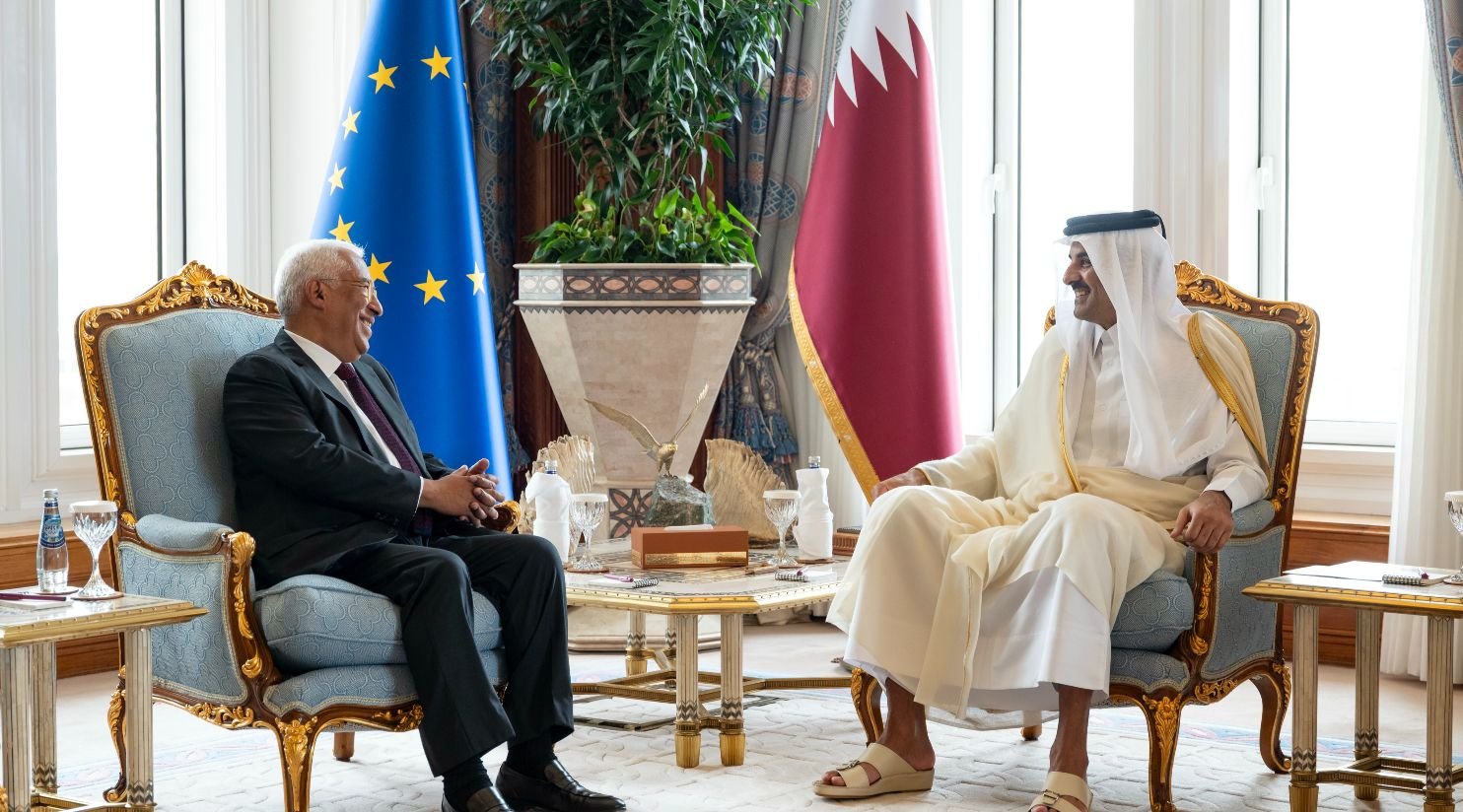 HH The Amir holds talks with EU chief on regional stability, global markets
