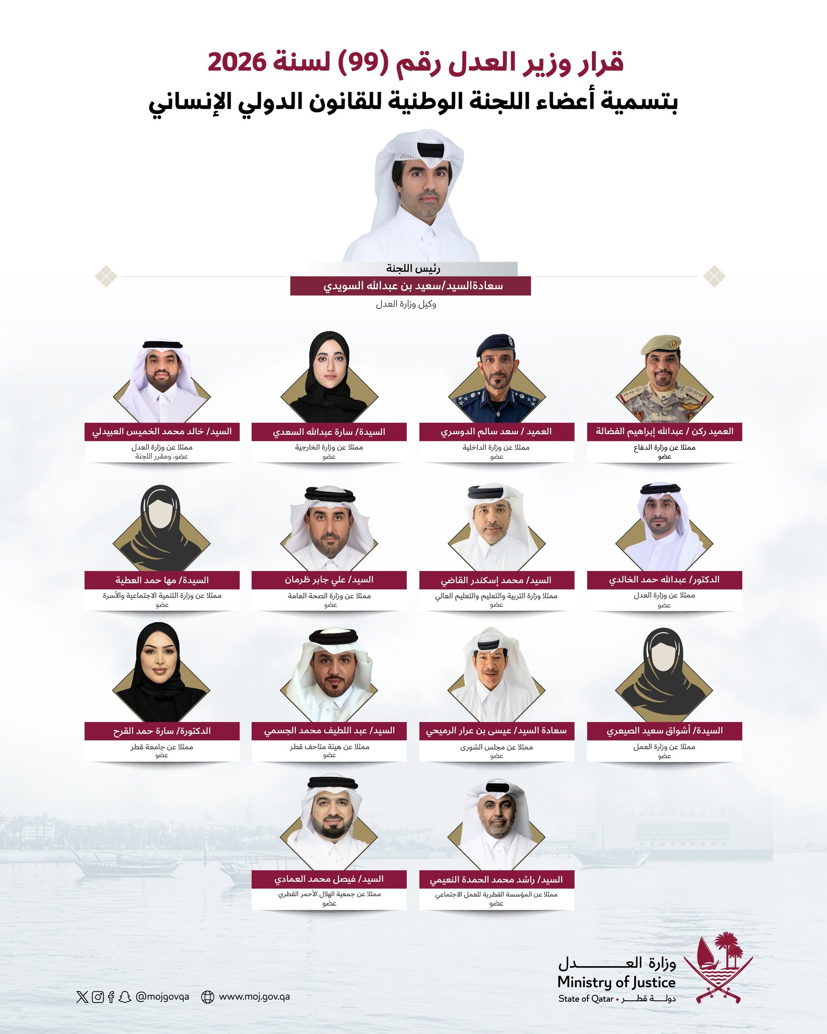 HE Minister of Justice Appoints Members of National Committee for International Humanitarian Law