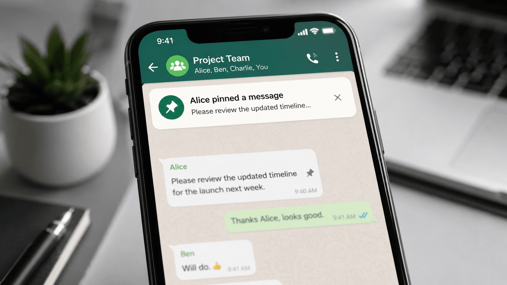 WhatsApp to Alert Users When New Messages Are Pinned