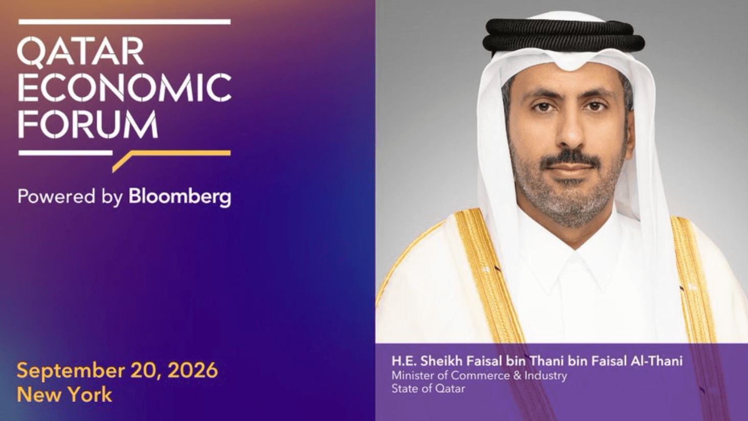HE Sheikh Faisal bin Thani bin Faisal Al-Thani Joins Qatar Economic Forum UNGA81 Speaker Lineup
